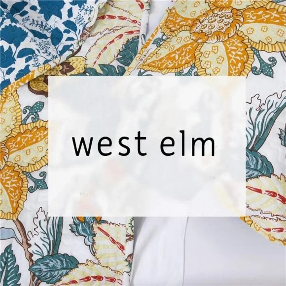 NEW West Elm Floral Reversible Queen / King Boho Bedding Quilt Coverlet Sham Set